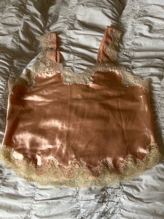 Dior Other - Dior Peach Satin Lace-Trim Camisole